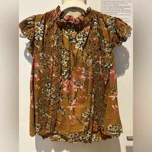 SEA New York anglaise detail fall floral top- size 2